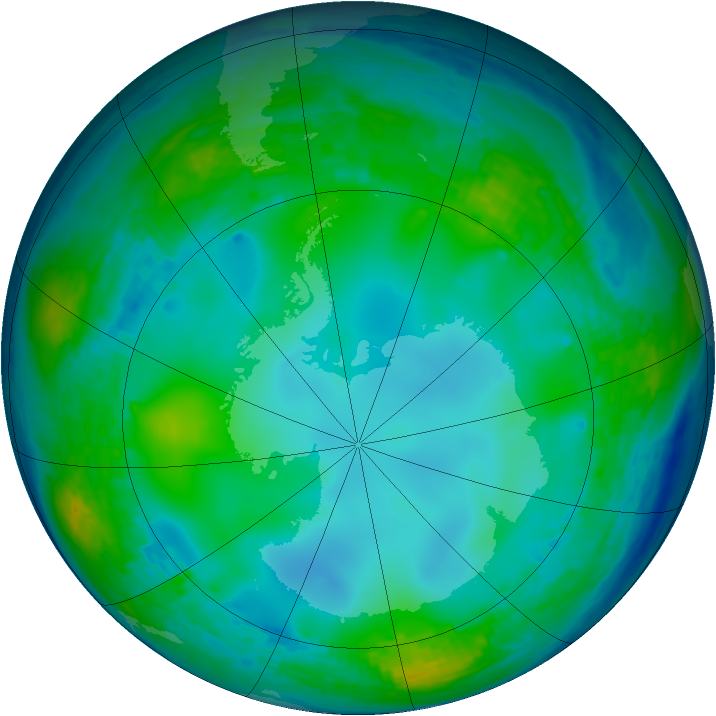 Antarctic ozone map for 08 June 2004
